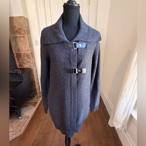 Ellen Tracy Dark Charcoal
Colored Cardigan with Buckle Accents
Size Large